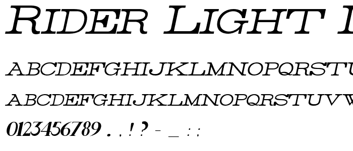 Rider Light Italic font